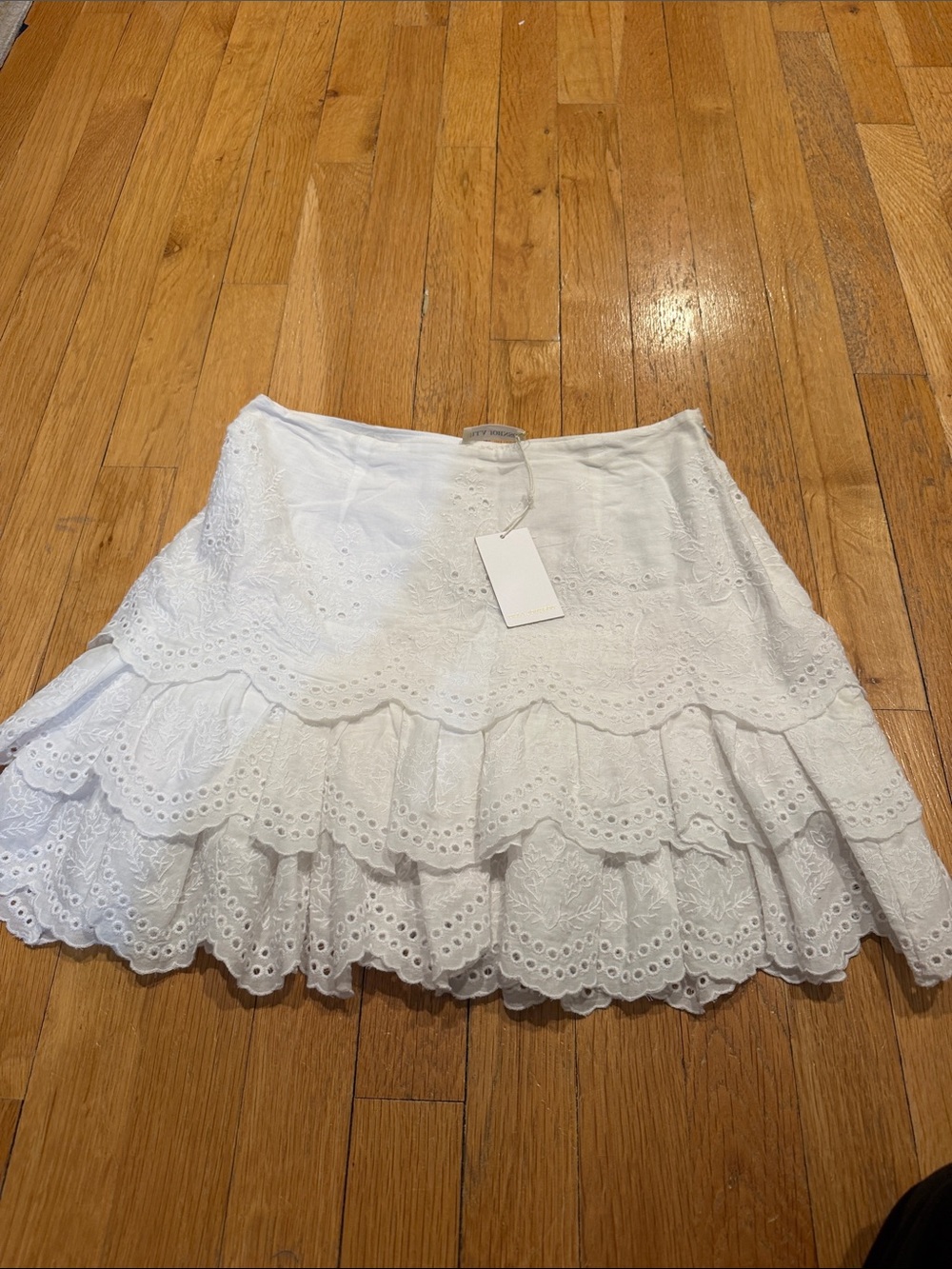 Ulla Johnson White Eyelet Tiered Mini Skirt